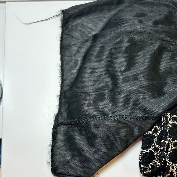 Vintage Maxi Dress Black Beaded Embroidered Sleeveless Slit 80s 90s Gothic - Picture 10 of 12